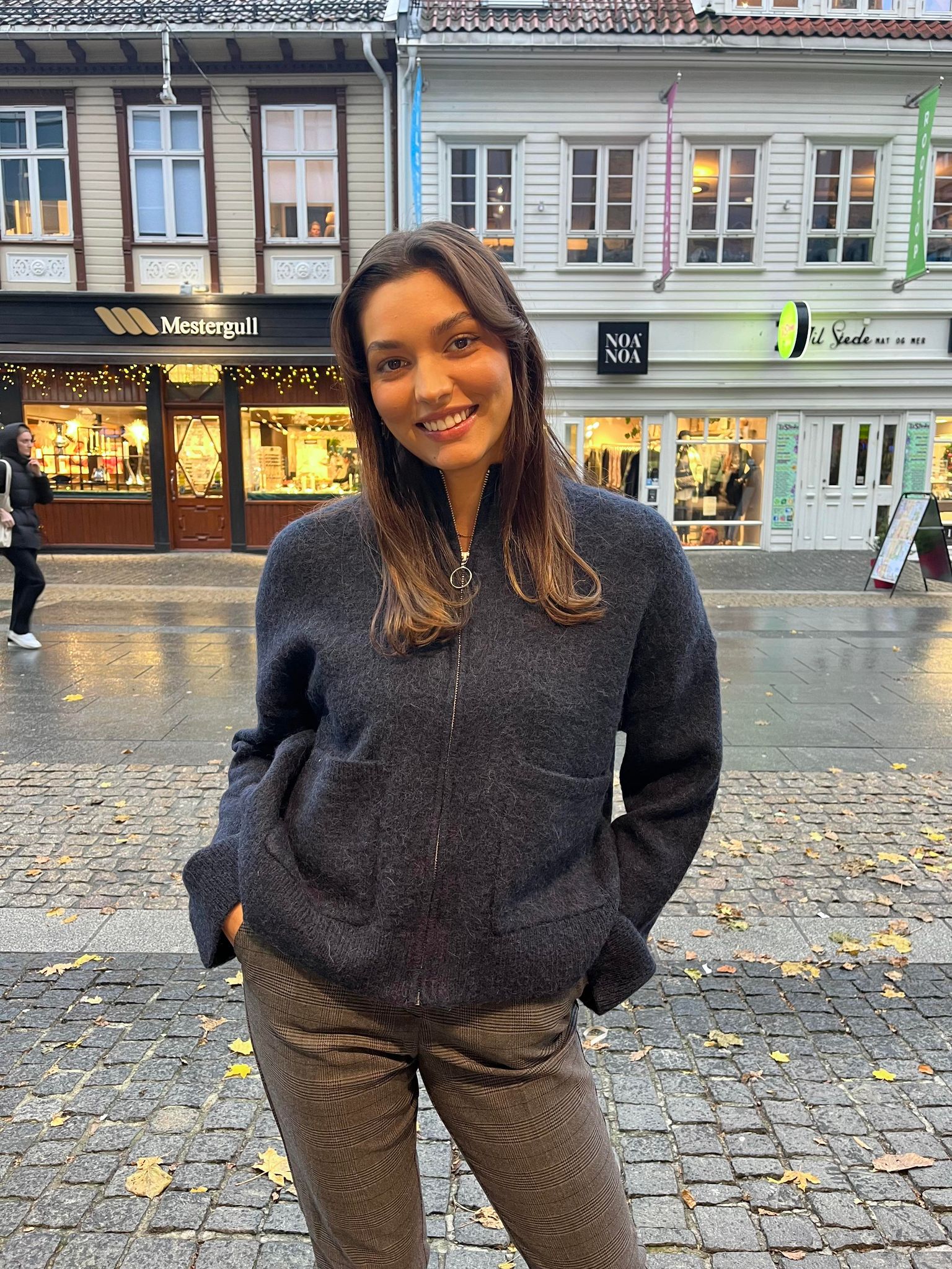 Sia Ras Zipper Strikket Cardigan - Blå/ Dark Sapphire